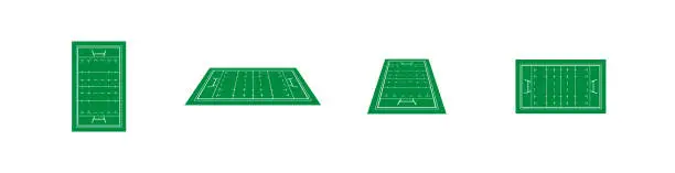 Vector illustration of Rugby field with perspective view. Vector EPS 10