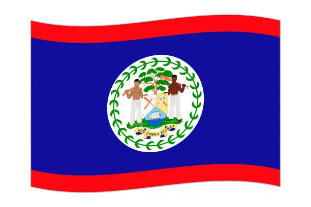 Vector illustration of Waving flag of the country Belize. Vector illustration.