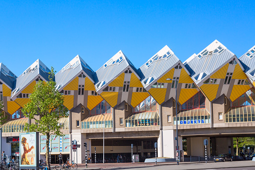 Rotterdam, Netherlands - May, 2018: Cube houses in Rotterdam, Netherlands. Famous tourist landmark in South Holland