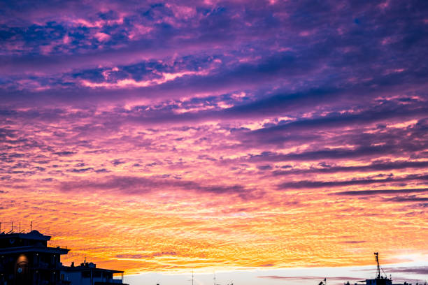 Amazing sunset on the Adriatic sea, Rimini, Italy