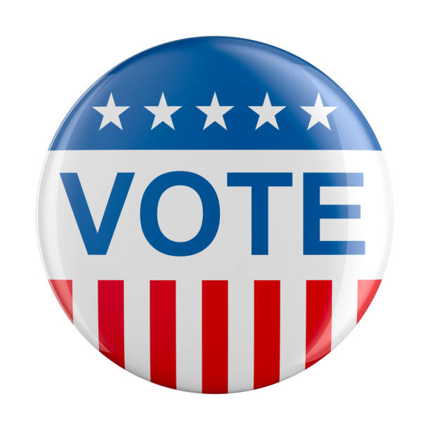 istock Vote Pin Badge on white background. Isolated 3d illustration 2075436831