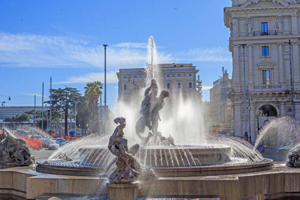 Rome, Italy, 21-02-24 Fontana di Nettuno is the second of the three fountains in Piazza Navona. This fountain was built in 1576 by Giacomo Della Porto.The main figure of the fountain is the God of Water, Neptune.