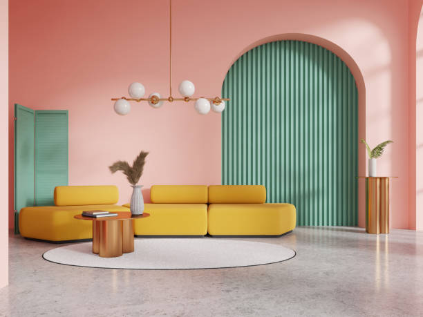 istock Pink living room interior with sofa 2075481283