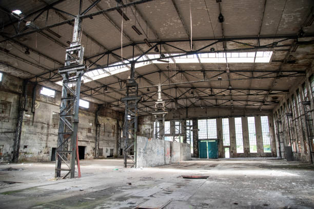 istock Old, destroyed and abandoned factory, urbex industrial hall. 2075492320