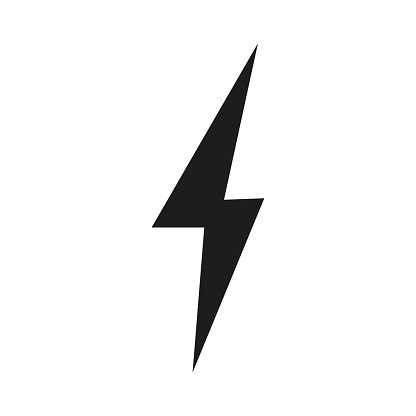 Lightning bolt symbol. Powerful electric shock. Simple graphic icon. Vector illustration. EPS 10. Stock image.