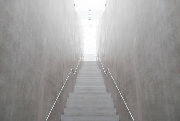 Empty underpass perspective. Stone stairs