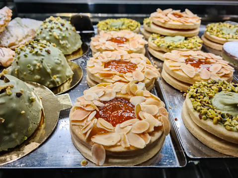Sicily desserts on the confectionary counter in Catania, Sicily in Italy.