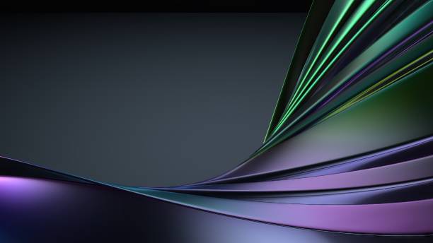 istock Metal Wave-like Plate Rainbow Reflection Luxury Pop Culture Elegant Modern 3D Rendering Abstract Background 2075519862