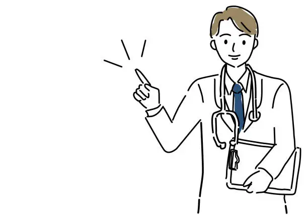 Vector illustration of doctor holding a file and giving guidance illustration