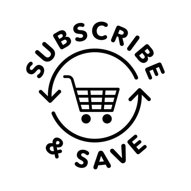 stockillustraties, clipart, cartoons en iconen met subscribe and save vector icon logo badge - abonnement