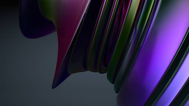 istock Metal Wave-like Plate Rainbow Reflection Contemporary Luxury Elegant Modern 3D Rendering Abstract Background 2075535862