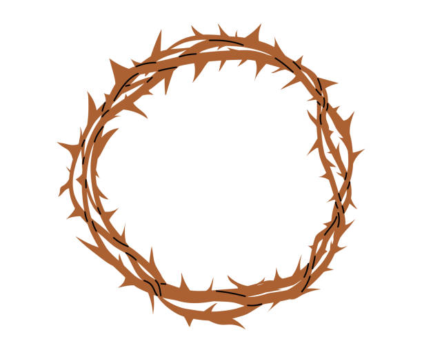 istock Crown of thorns icon. Easter symbol. Religious christian sign. Holy Week. Vector illustration in flat hand drawn style 2075539597