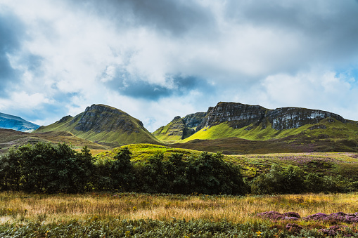 View of Quiraing, Isle of Skye, Scotland on summer time