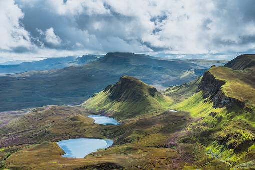 View of Quiraing, Isle of Skye, Scotland on summer time