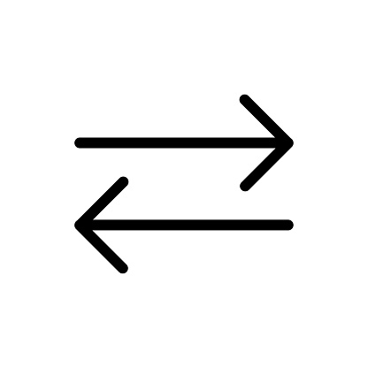 Icon double arrow. Direction, exchange concept. Navigation, control symbol. Vector illustration. EPS 10. Stock image.
