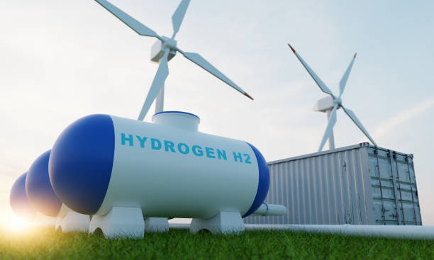 istock Hydrogen Storage tanks . Green hydrogen factory concept. 3d rendering 2075572635