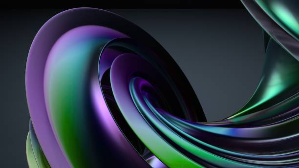 istock Metal Wave-like Plate Rainbow Reflection Modern Contemporary Elegant Modern 3D Rendering Abstract Background 2075583753