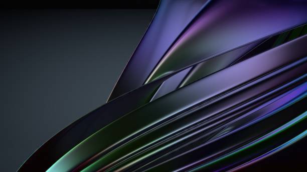 Metal Wave-like Plate Rainbow Reflection Delicate Contemporary Elegant Modern 3D Rendering Abstract Background