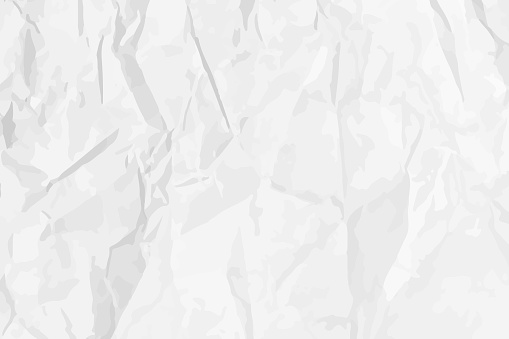 White clean crumpled paper background. Horizontal crumpled empty paper template for posters and banners. Vector illustration