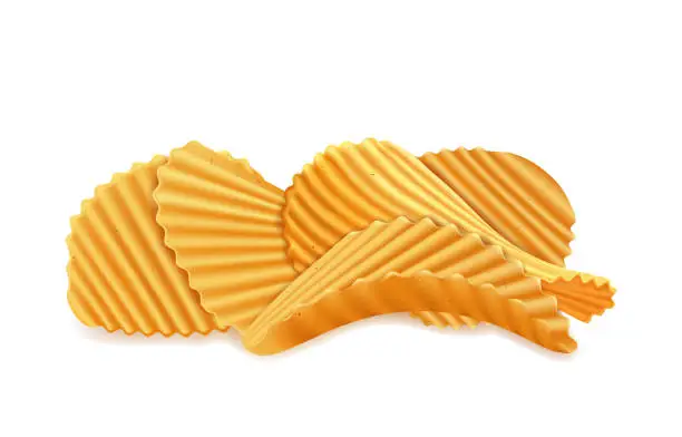 Vector illustration of Set of vector potato wavy rippled chips