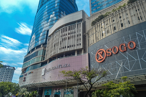 the front of the Tunjungan Plaza Superblock shopping mall, Mega Structure, Indonesia, 2 March 2024.