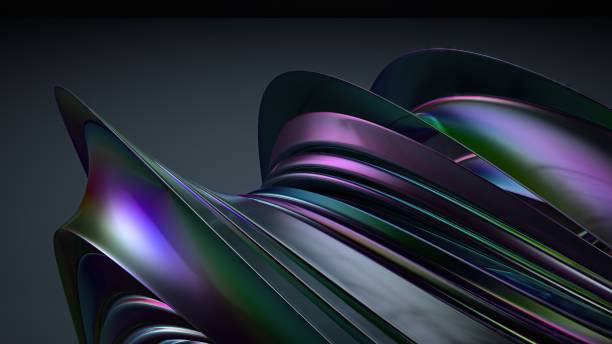 istock Metal Wave-like Plate Rainbow Reflection Luxury Modern Artistic Elegant Modern 3D Rendering Abstract Background 2075607576