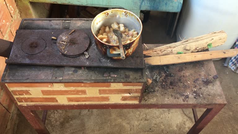 Homemade food prepared on a wood stove in the interior of Brazil