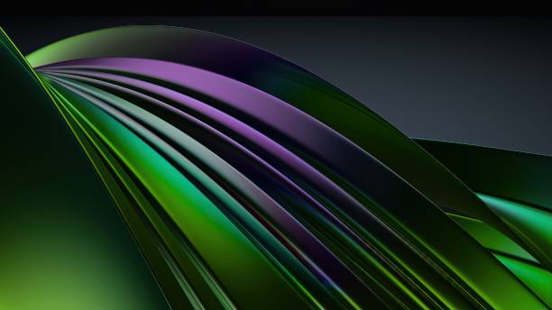 istock Metal Wave-like Plate Rainbow Reflection Modern Artistic Contemporary Elegant Modern 3D Rendering Abstract Background 2075614763