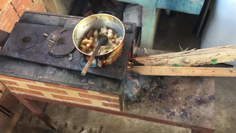 Homemade food prepared on a wood stove in the interior of Brazil