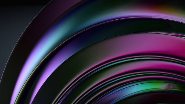 istock Metal Wave-like Plate Rainbow Reflection Modern Artistic Luxury Elegant Modern 3D Rendering Abstract Background 2075616336
