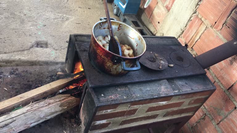 Homemade food prepared on a wood stove in the interior of Brazil