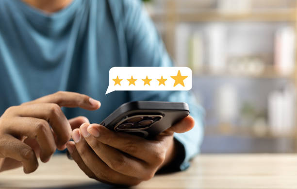 istock Evaluating 5-Star customer satisfaction, Online survey for quality service experience online application, Satisfaction with service evaluation, 5-Star rating and quality service feedback online. 2075623717
