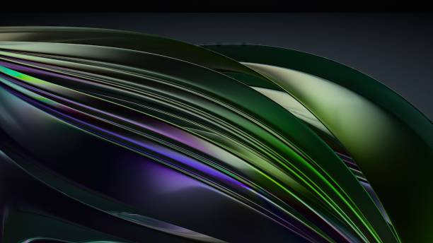 istock Metal Wave-like Plate Rainbow Reflection Luxury Bezier Curve Elegant Modern 3D Rendering Abstract Background 2075624255
