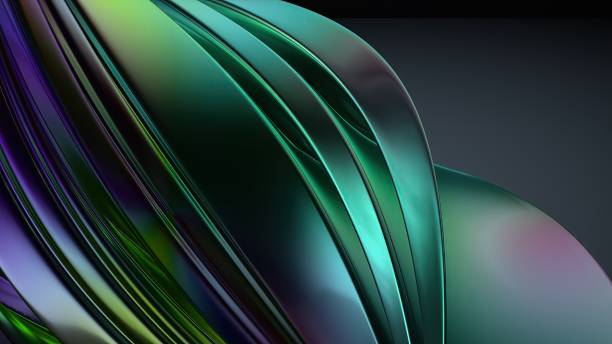 istock Metal Wave-like Plate Rainbow Reflection Bezier Curve Luxury Elegant Modern 3D Rendering Abstract Background 2075625328