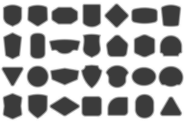 bildbanksillustrationer, clip art samt tecknat material och ikoner med set of vintage label and badges shape collections. vector. black template for patch, insignias, overlay. - rockuppslagsmärke
