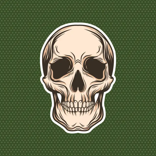 Vector illustration of Human skull sticker, patch for clothing. Vector illustration. Fashion patches T-shirt print design