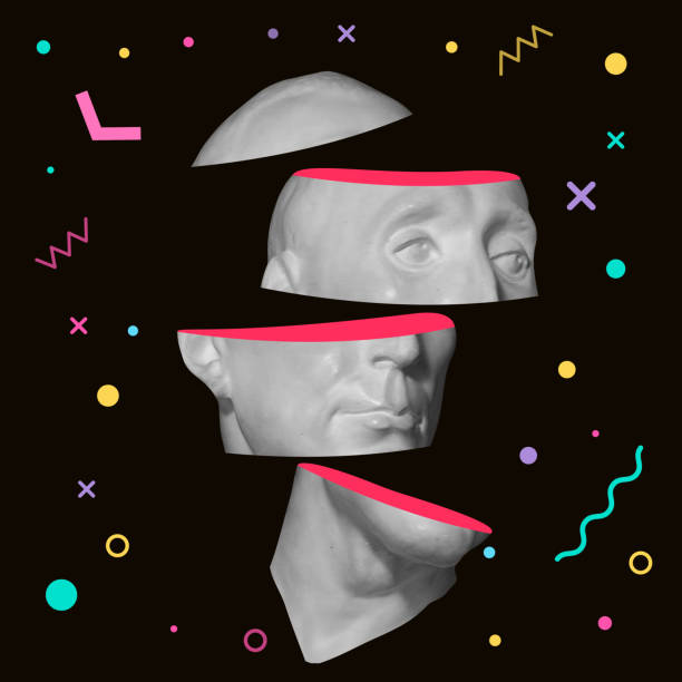 istock Portrait of a gattamelata in trendy style with abstract shapes compositions. Vector illustration 2075629024