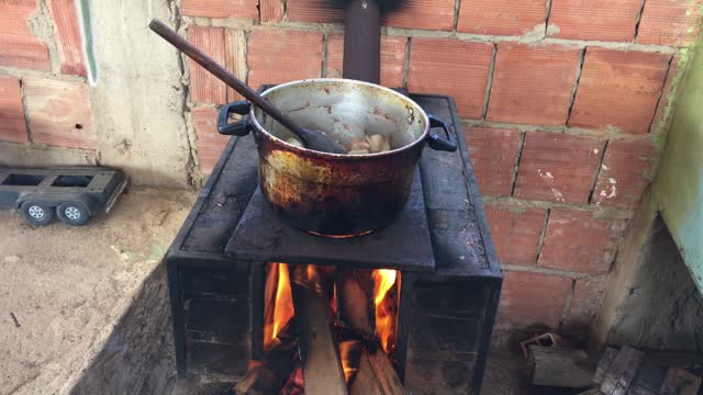 Homemade food prepared on a wood stove in the interior of Brazil
