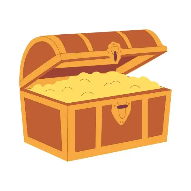 Vector illustration of Treasure chest isolated on white background. Vector illustration