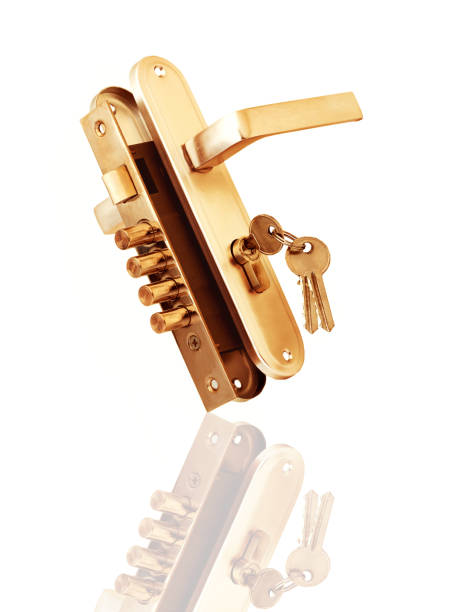 istock Keys in door lock isolated on white 2075636470