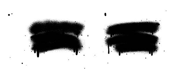 istock Black color spray paint or graffiti design element on the white wall background. 2075642417