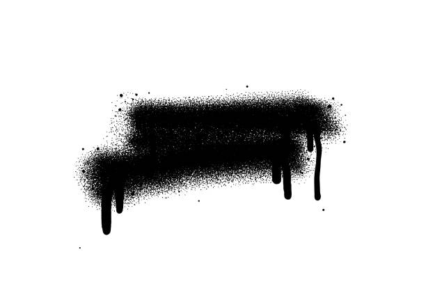 istock Black color spray paint design element on the white wall background. 2075642934