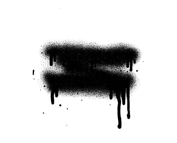 istock Black color spray paint design element on the white wall background. 2075642949