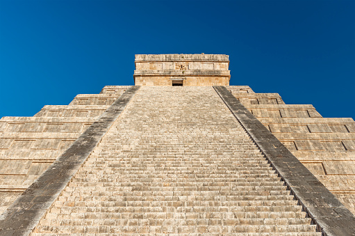 Steps of the Kukulkan mayan pyramid, Chichen Itza, Yucatan, Mexico.