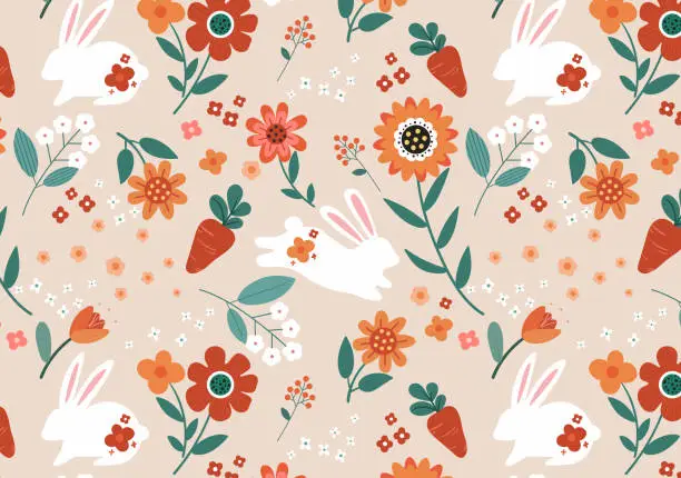 Vector illustration of Easter, Spring seamless background