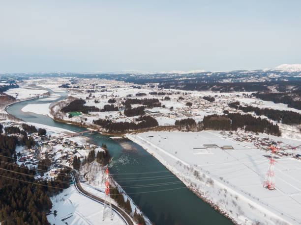 istock Drone photography: vast rural natural landscape covered in snow 2075655855