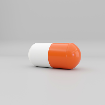 3D rendered image of a medication capsule