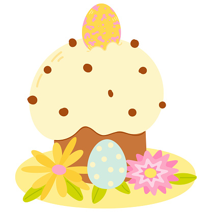 Easter cake with chocolate spinkles decoration illustration. Vector illustration