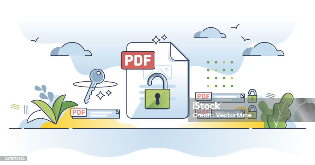 Pdf File Has Lock Sign Unlock Pdf And Edit Locked Text File With Software Tool Outline Concept ...