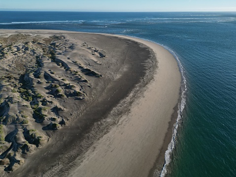 sand dunes desert by the pacific ocean in Puerto chale magdalena bay aerial view panorama baja california sur